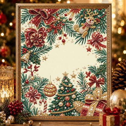 Poinsettia Garland Border pearl painting – image 2