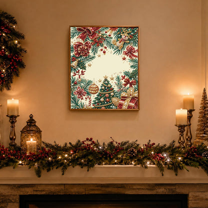 Poinsettia Garland Border pearl painting – image 3