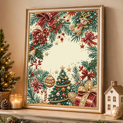Poinsettia Garland Border pearl painting – image 4