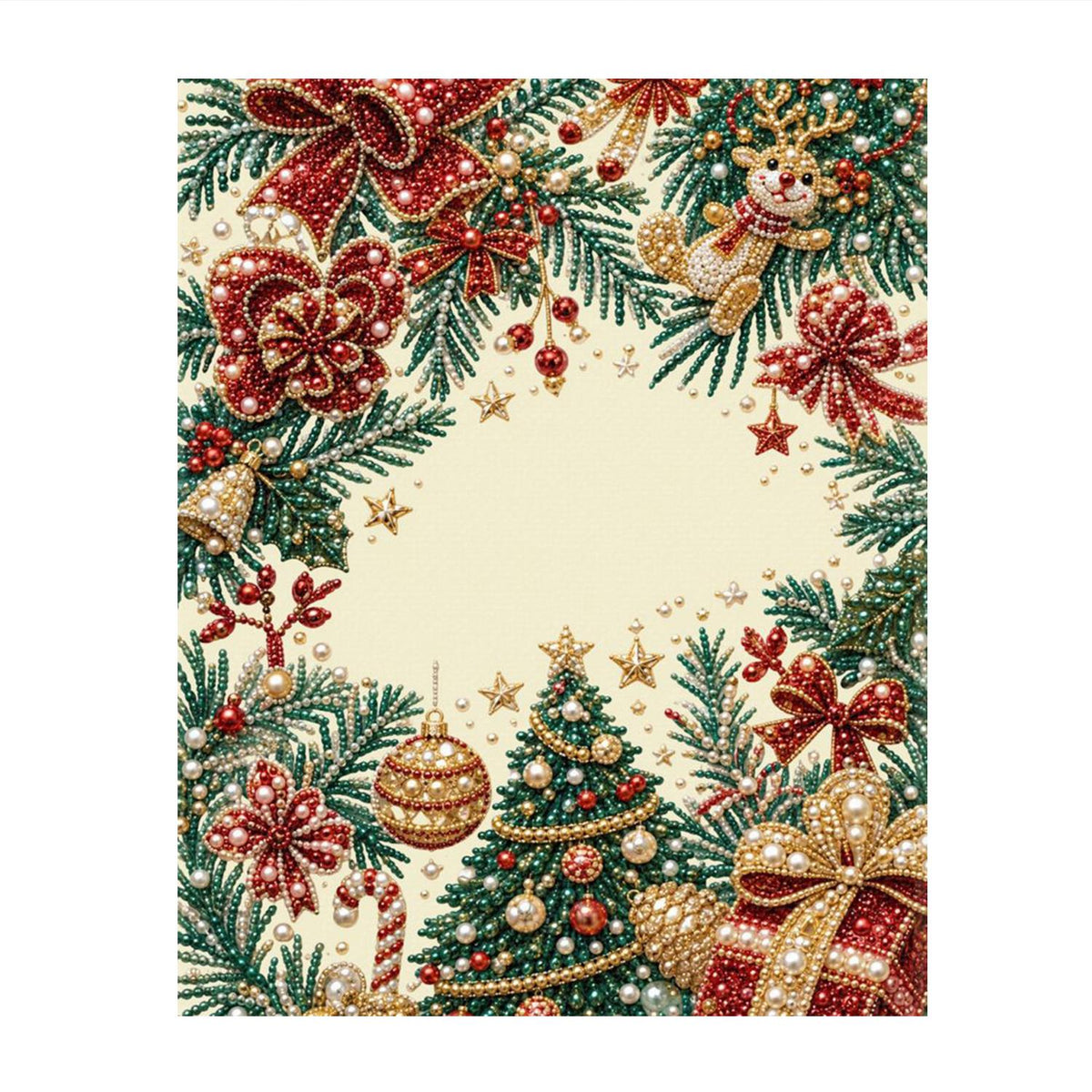 Poinsettia Garland Border pearl painting – image 11