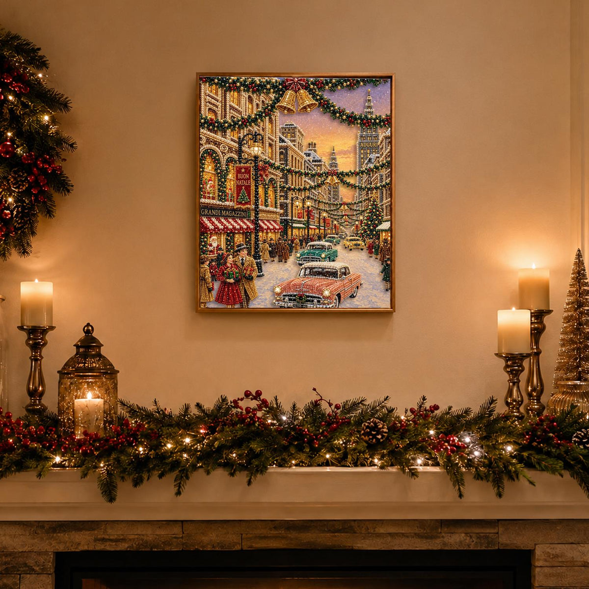 Fifties Cars on a Festive Avenue pearl painting – image 3
