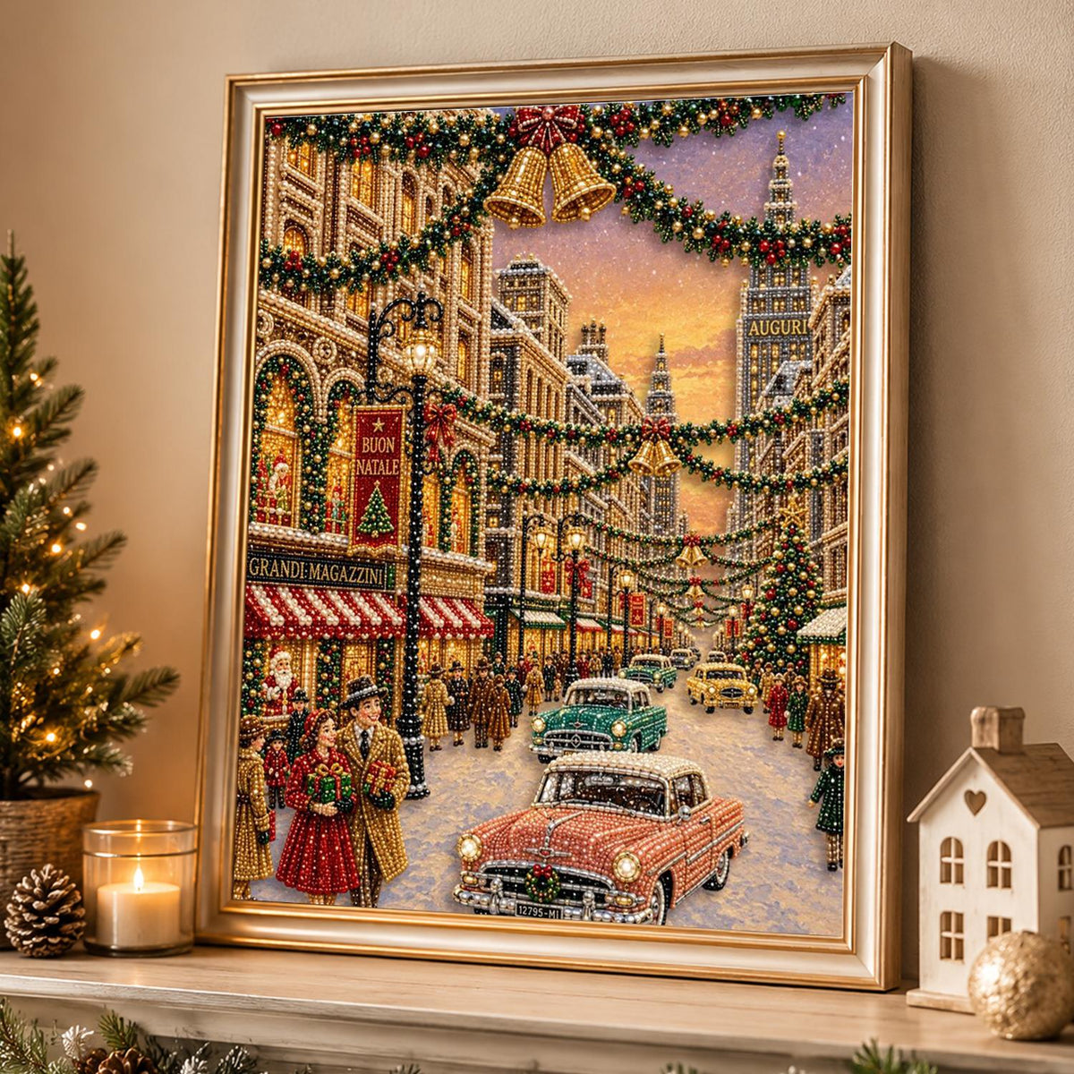 Fifties Cars on a Festive Avenue pearl painting – image 4