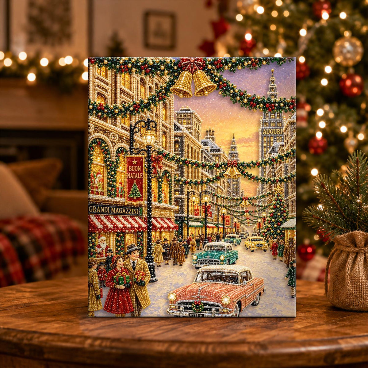 Fifties Cars on a Festive Avenue pearl painting – image 5
