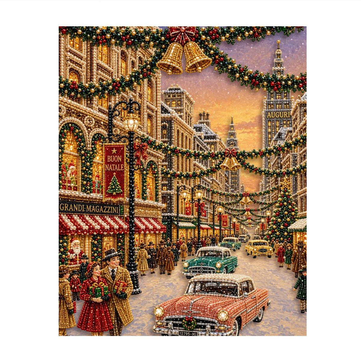 Fifties Cars on a Festive Avenue pearl painting – image 11