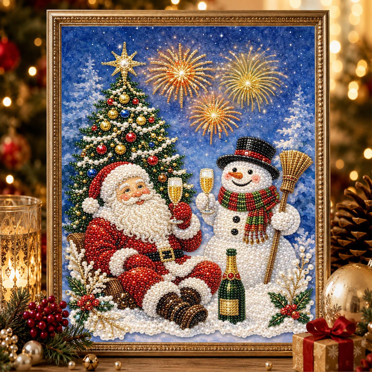 Bubbly Toast with the Snowman pearl painting – image 2
