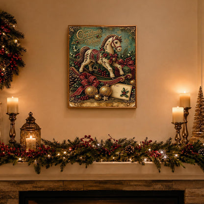 Vintage Rocking Horse with Bow pearl painting – image 3