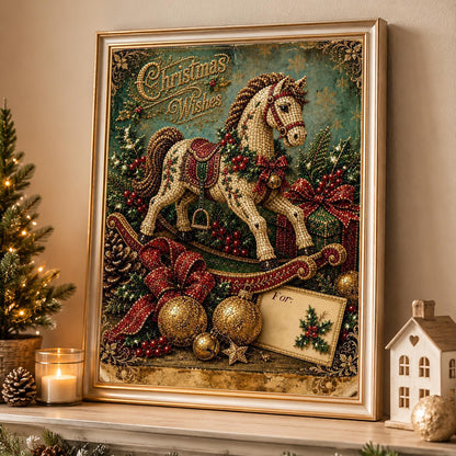 Vintage Rocking Horse with Bow pearl painting – image 4