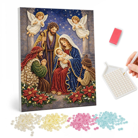 Nativity Scene Christmas pearl painting – image 1