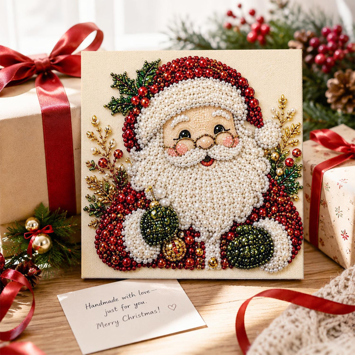 Bespectacled Santa Portrait pearl painting – image 2