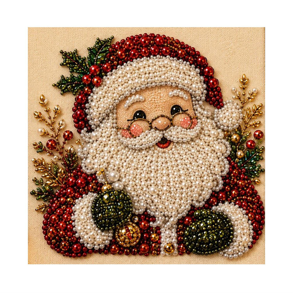 Bespectacled Santa Portrait pearl painting – image 11
