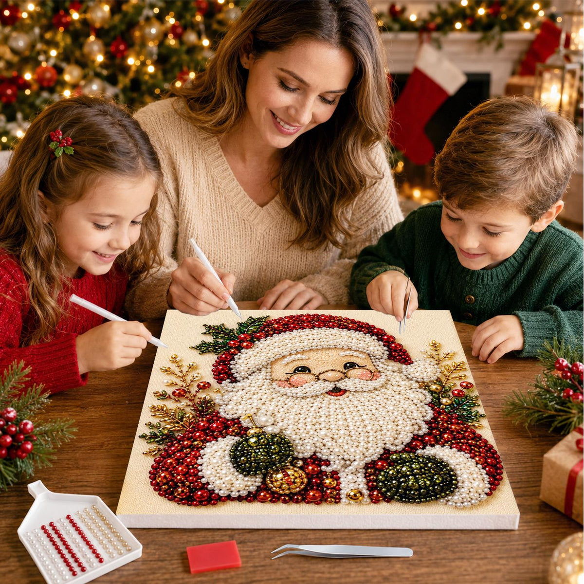 Bespectacled Santa Portrait pearl painting – image 15