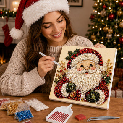 Bespectacled Santa Portrait pearl painting – image 16