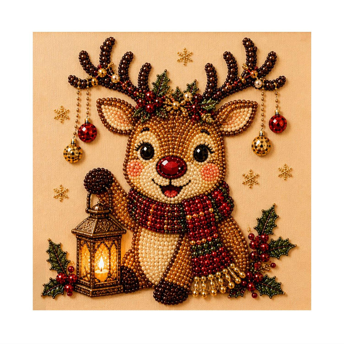Reindeer with a Glowing Lantern pearl painting – image 11