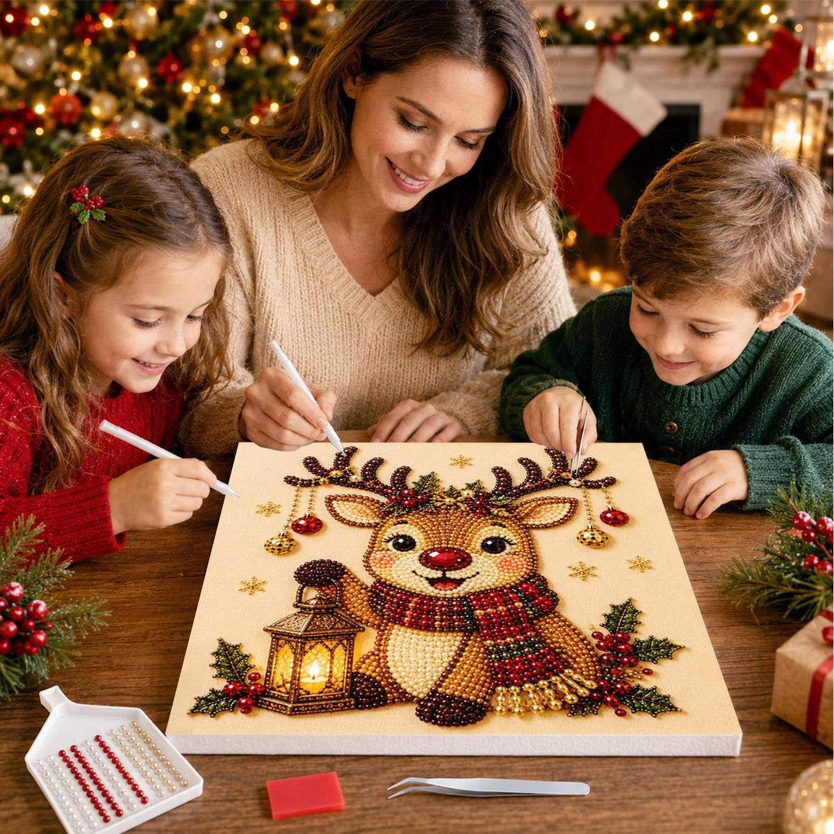 Reindeer with a Glowing Lantern pearl painting – image 15