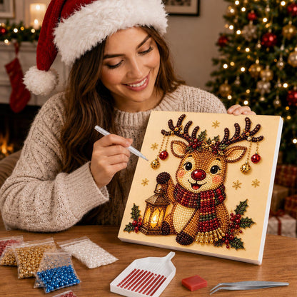 Reindeer with a Glowing Lantern pearl painting – image 16