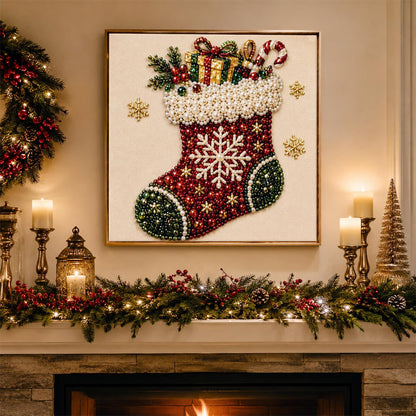 Snowflake Stocking Full of Gifts pearl painting – image 3