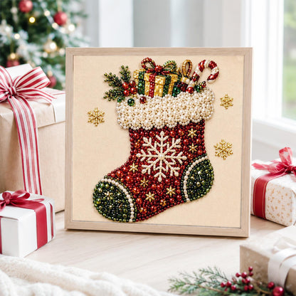 Snowflake Stocking Full of Gifts pearl painting – image 4