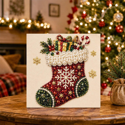 Snowflake Stocking Full of Gifts pearl painting – image 5