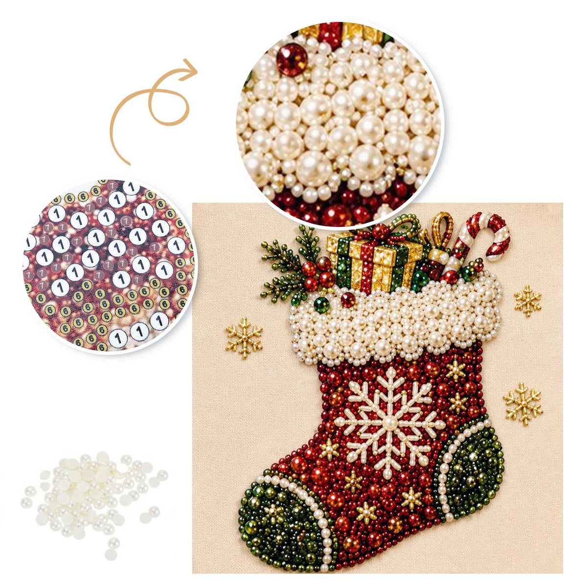 Snowflake Stocking Full of Gifts pearl painting – image 6