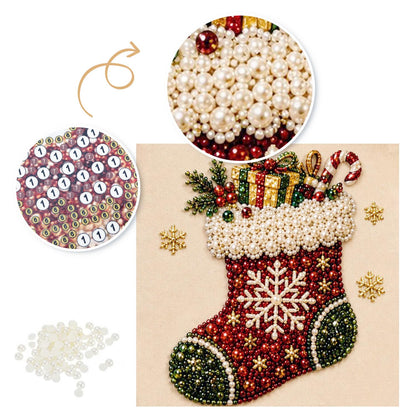 Snowflake Stocking Full of Gifts pearl painting – image 6