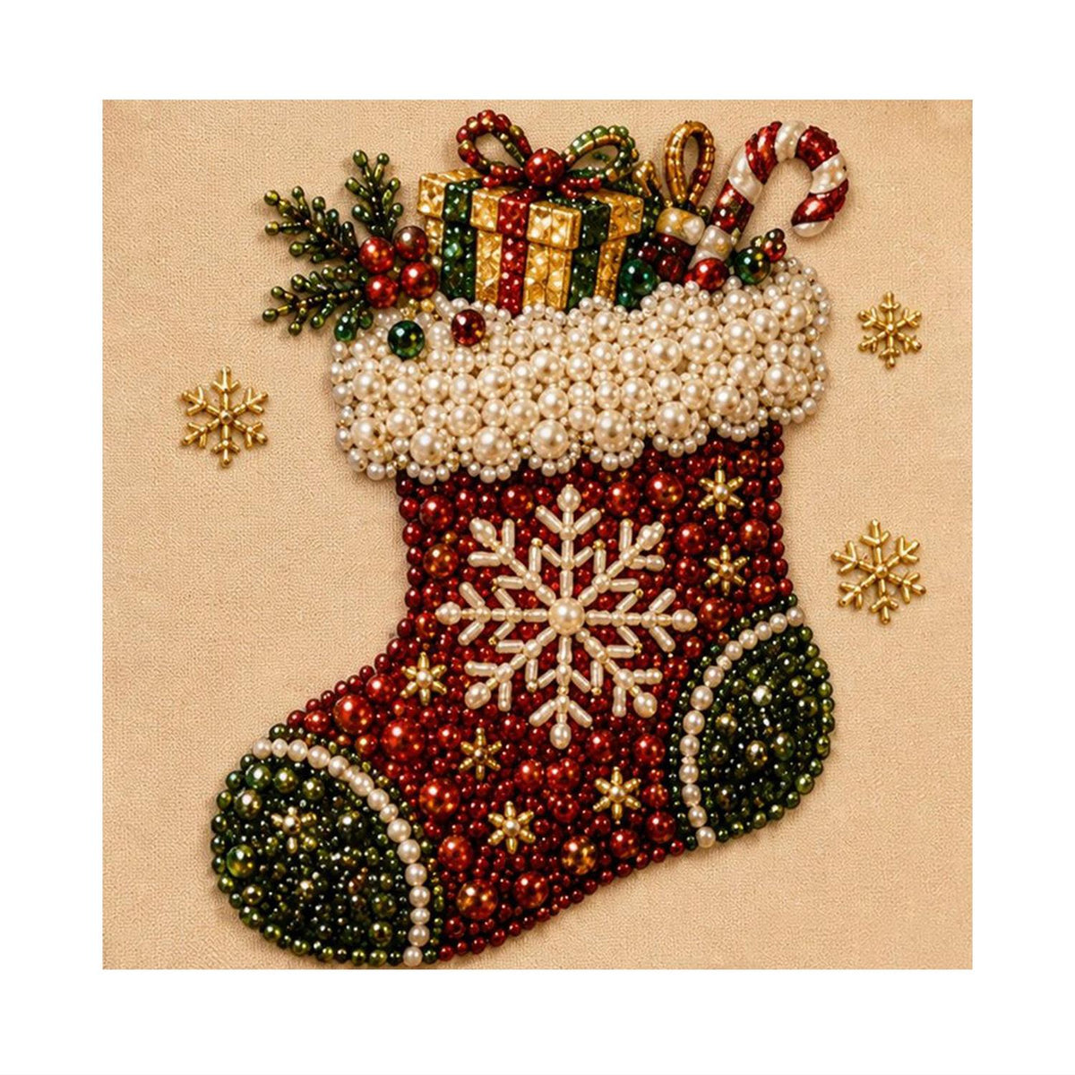 Snowflake Stocking Full of Gifts pearl painting – image 11