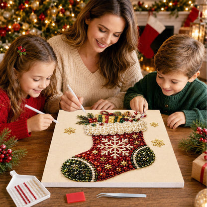 Snowflake Stocking Full of Gifts pearl painting – image 15