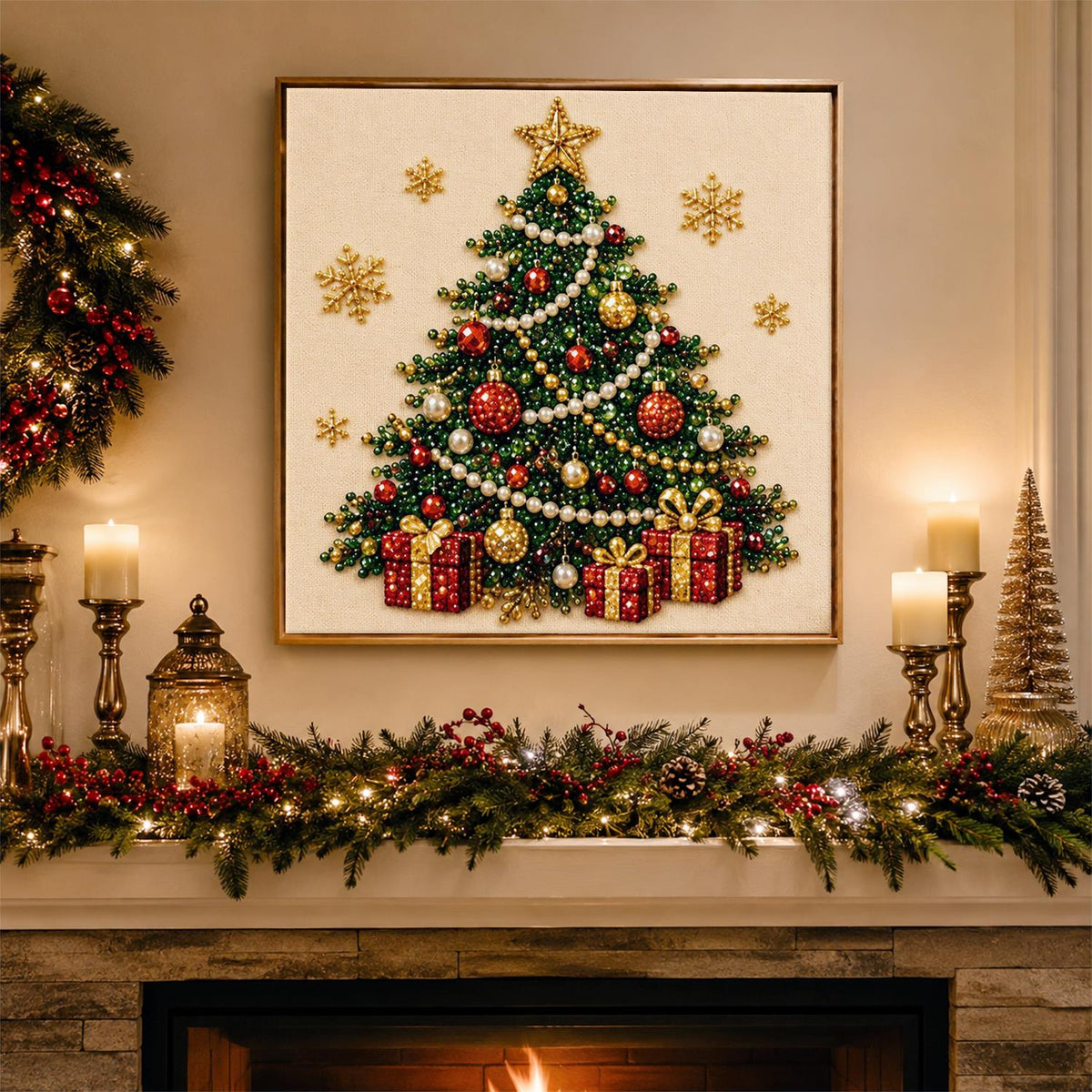 Star-Topped Tree with Presents pearl painting – image 3