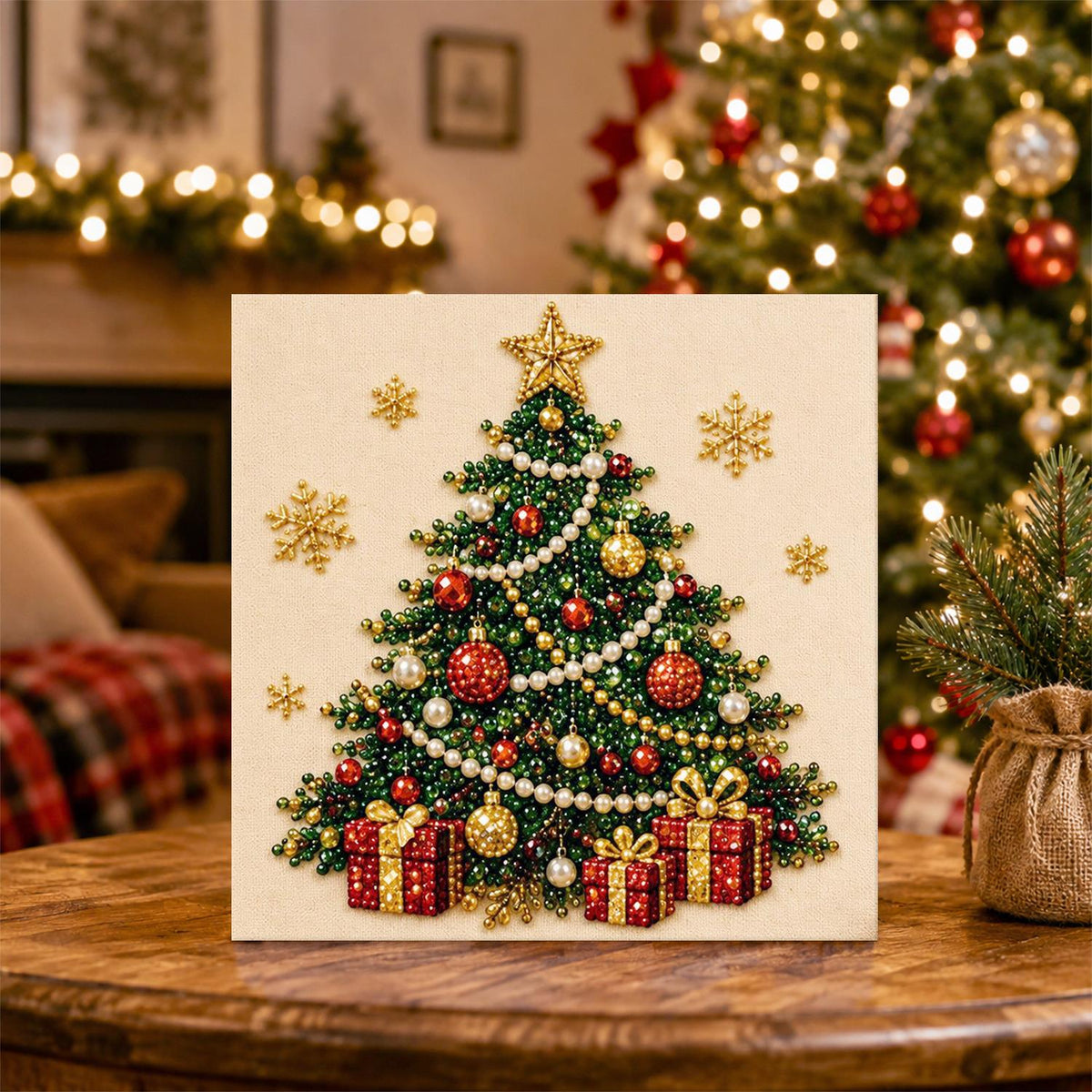 Star-Topped Tree with Presents pearl painting – image 5