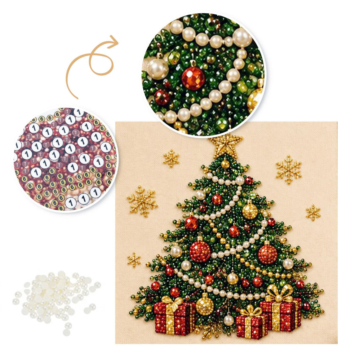 Star-Topped Tree with Presents pearl painting – image 6