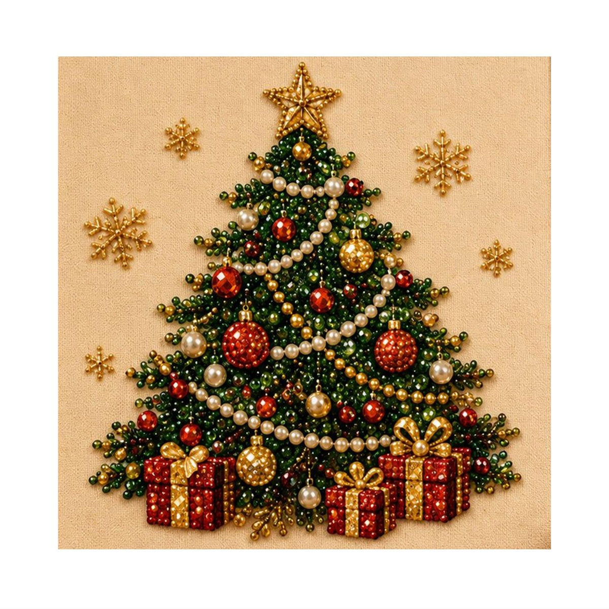 Star-Topped Tree with Presents pearl painting – image 11