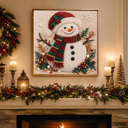 Snowman in a Santa Hat pearl painting – image 3