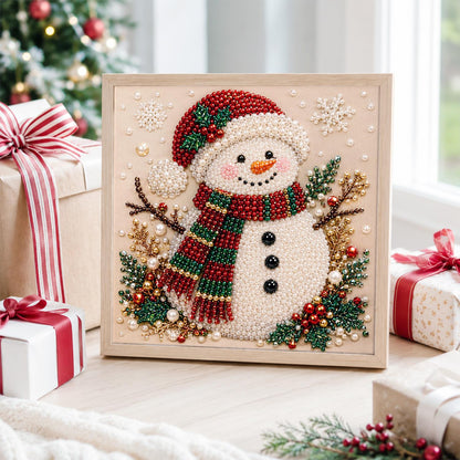 Snowman in a Santa Hat pearl painting – image 4