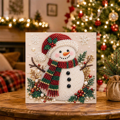 Snowman in a Santa Hat pearl painting – image 5