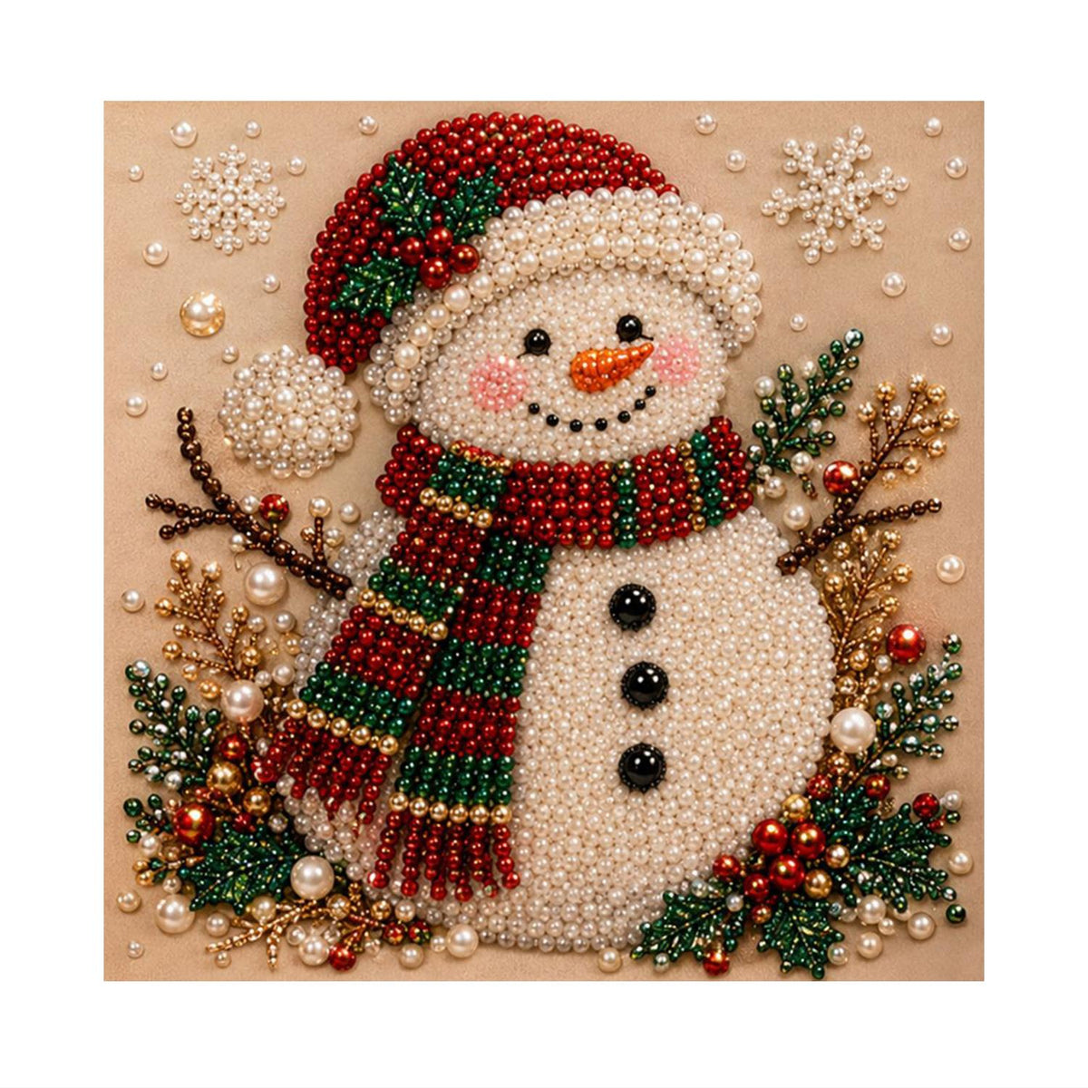 Snowman in a Santa Hat pearl painting – image 11