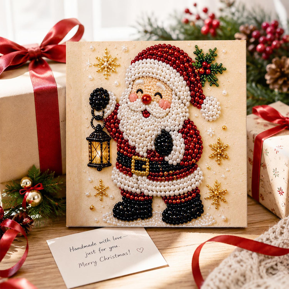 Santa Lighting the Way pearl painting – image 2