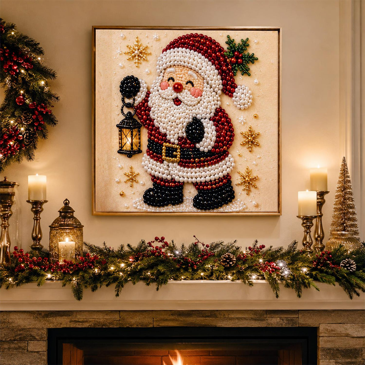Santa Lighting the Way pearl painting – image 3