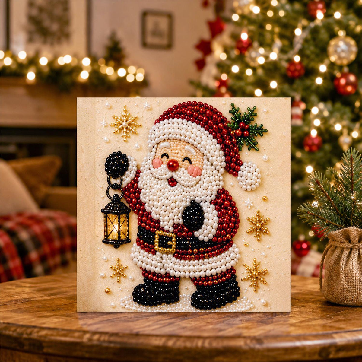 Santa Lighting the Way pearl painting – image 5