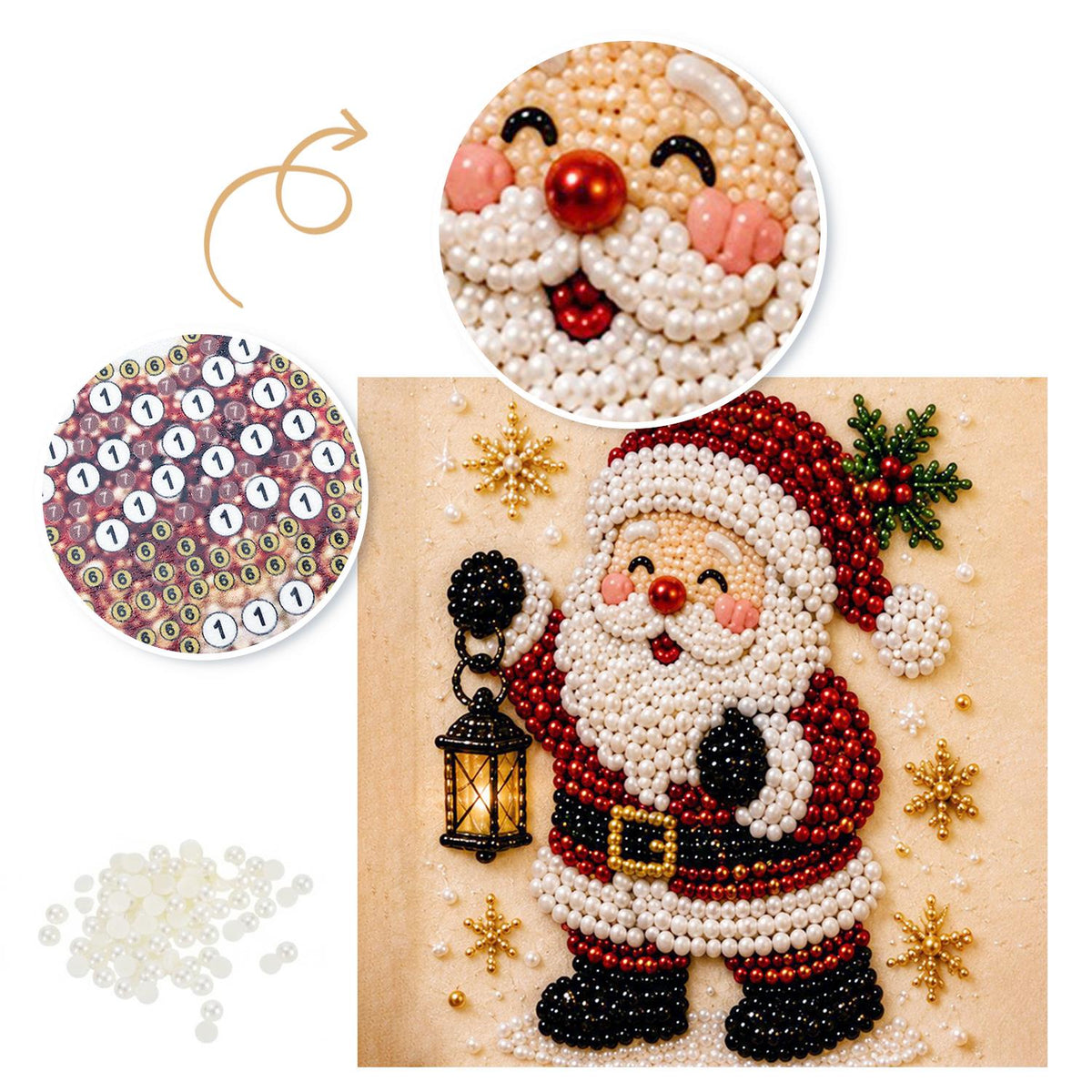 Santa Lighting the Way pearl painting – image 6