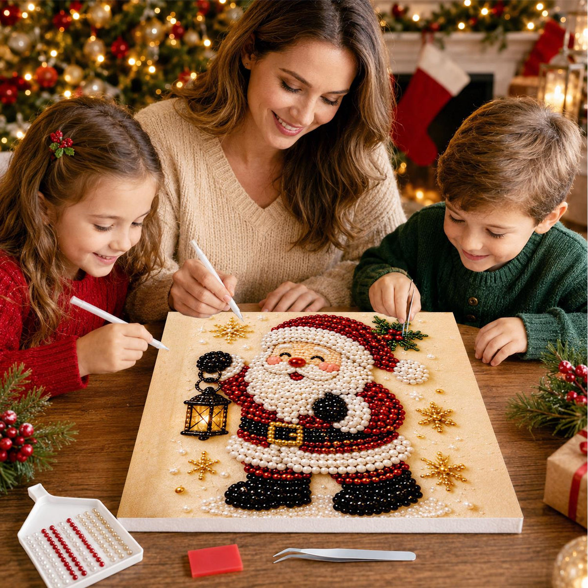 Santa Lighting the Way pearl painting – image 15