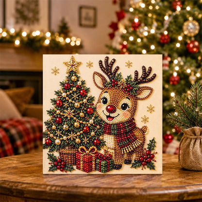 Scarf-Wrapped Reindeer and Tree pearl painting – image 5