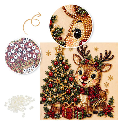 Scarf-Wrapped Reindeer and Tree pearl painting – image 6