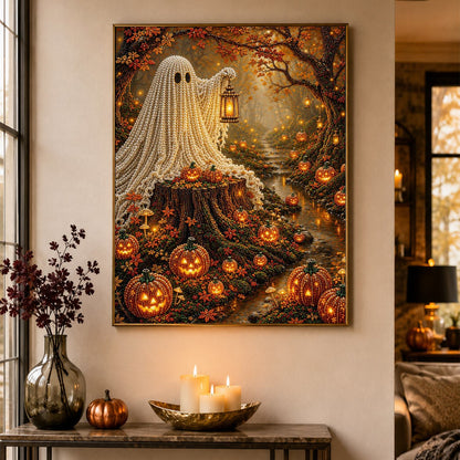 Lantern Ghost in Autumn Woods pearl painting – image 4