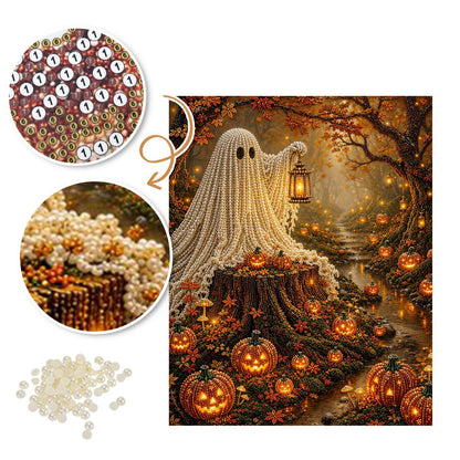 Lantern Ghost in Autumn Woods pearl painting – image 6