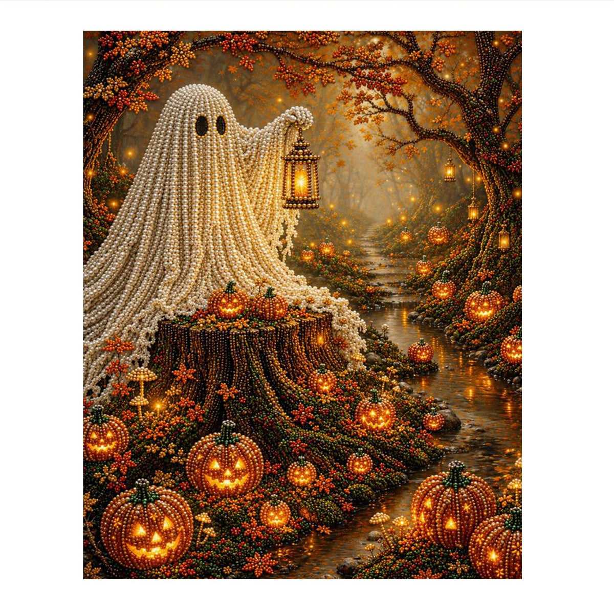 Lantern Ghost in Autumn Woods pearl painting – image 11