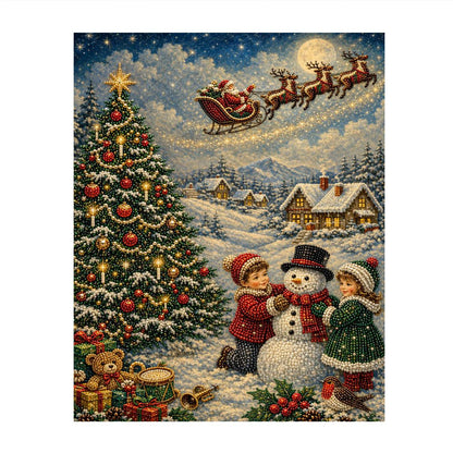 Children Building a Snowman pearl painting – image 11