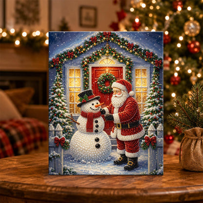 Starlit Porch Visit with Snowman pearl painting – image 5