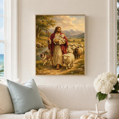 Good Shepherd in Golden Valley pearl painting – image 3