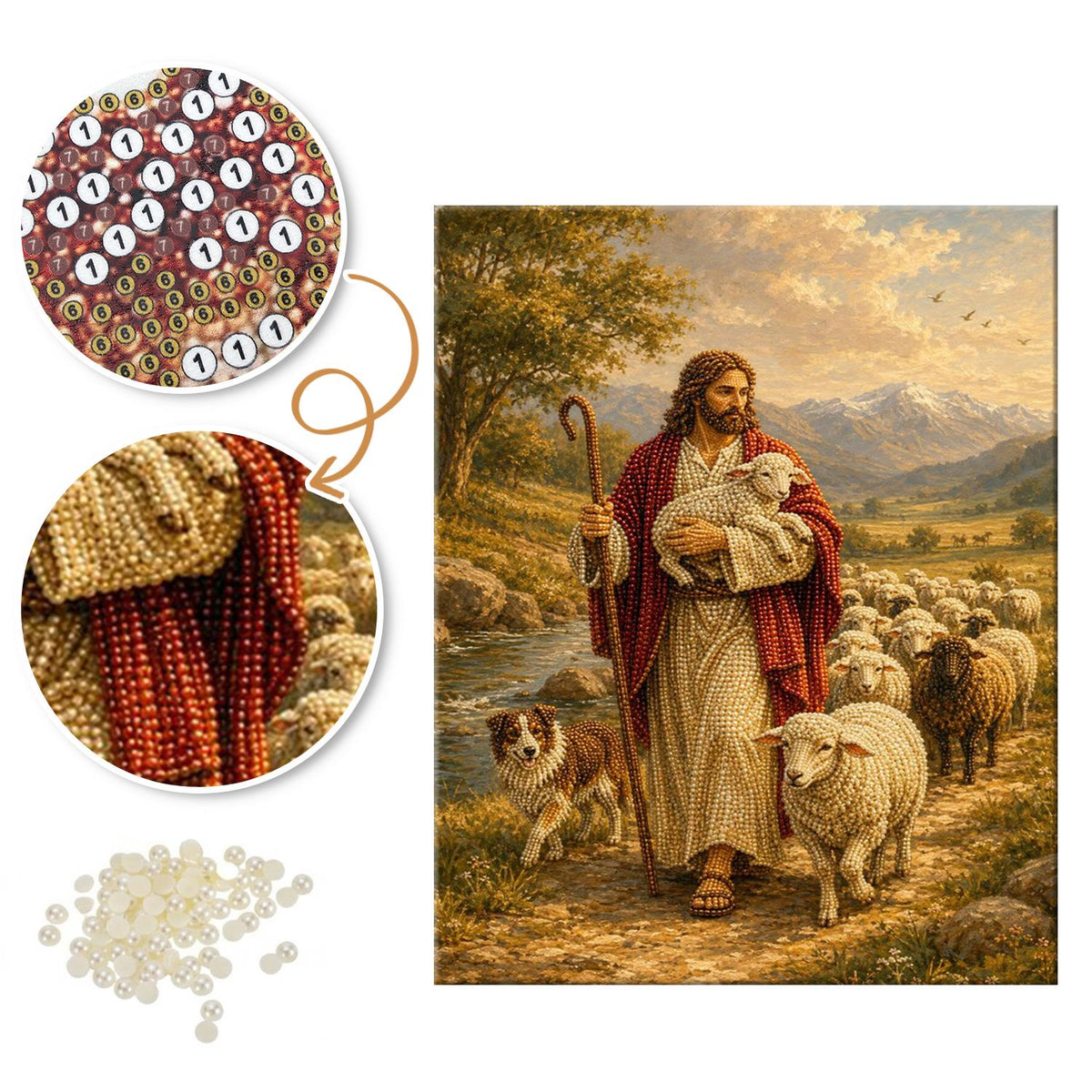 Good Shepherd in Golden Valley pearl painting – image 6