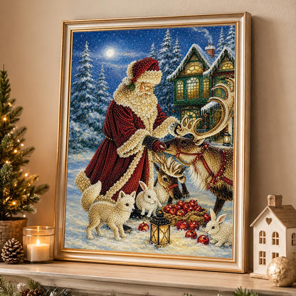 Santa Feeding His Reindeer pearl painting – image 4