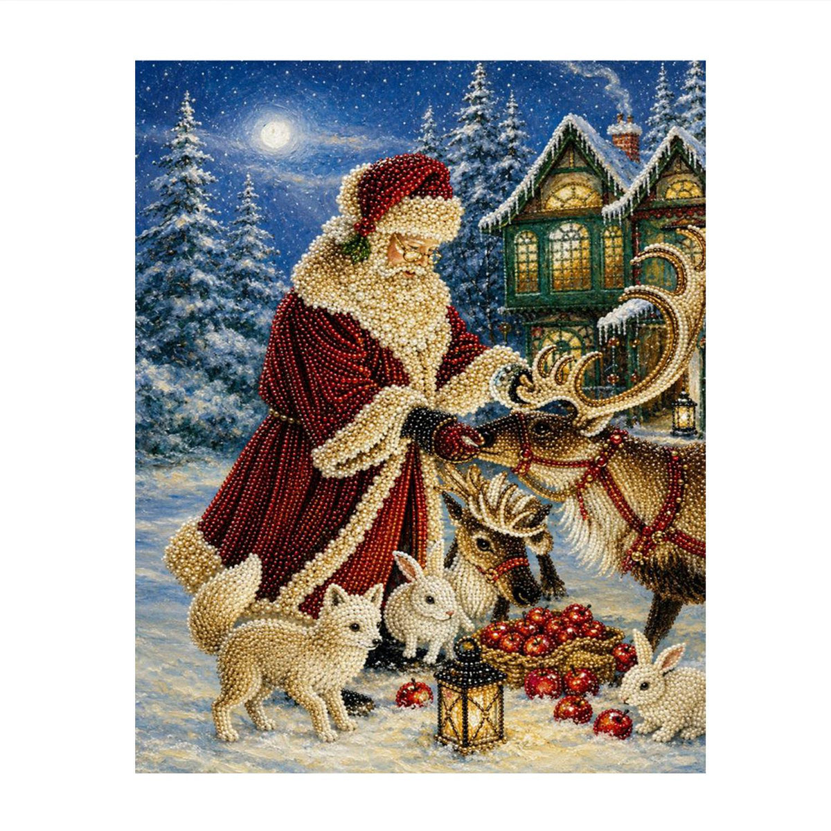 Santa Feeding His Reindeer pearl painting – image 11